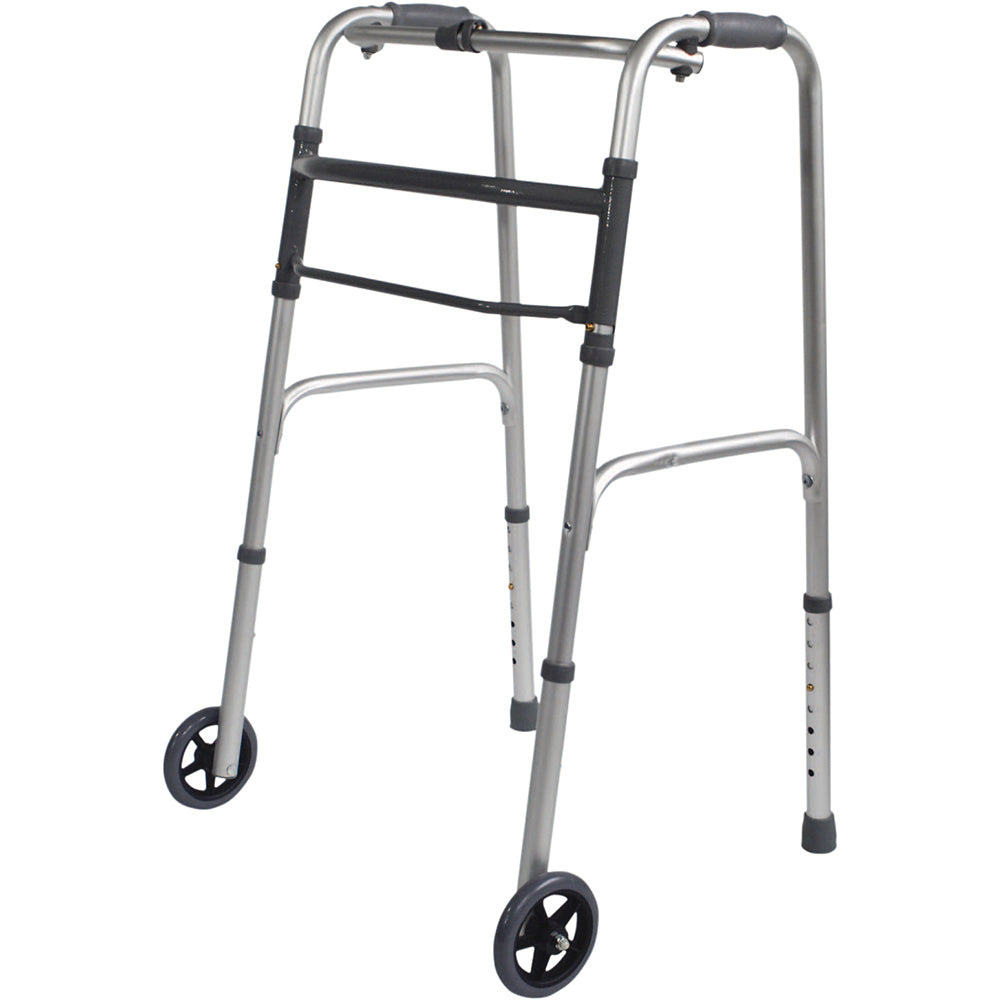 Folding Walking Frame with Wheels - Lightweight Aluminium - Adjustable ...