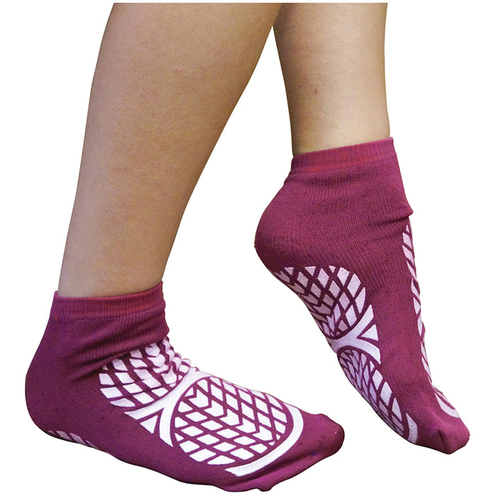 Double Sided Tread Non-Slip Socks - UK Sizes 7.5-9.5 - Purple - Machine Washable Loops