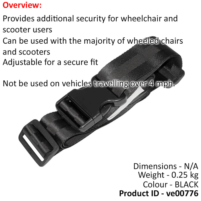 Adjustable Safety Lap Strap for Wheelchairs or Scooters - Secure and Comfortable Loops