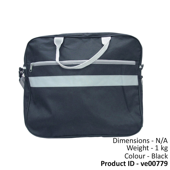 Black Scooter Shopping Bag - Two Storage Compartments - Mesh Side Pockets Loops