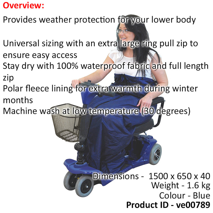 Fleece Lined Lower Body Scooter Cosy - Waterproof Fabric - Machine Washable Loops