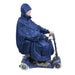 Blue Lightweight Scooter Poncho with Sleeves Waterproof Fabric Machine Washable Loops