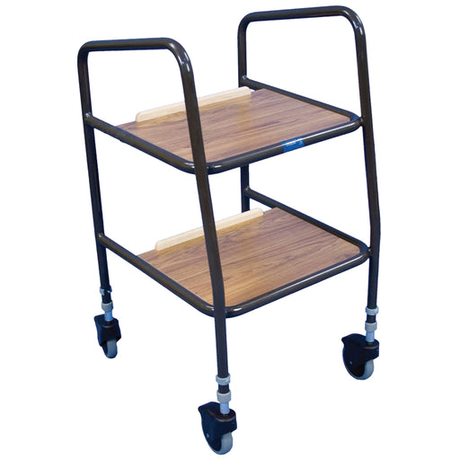 Height Adjustable Kitchen Trolley - Wooden Trays - 100mm Castors - 790 930mm Loops