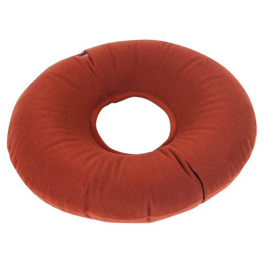 Inflatable Pressure Relief Ring Cushion - Maroon Soft Fitted Cover - 400mm Dia Loops