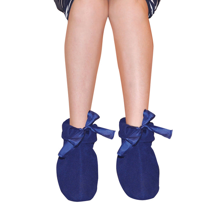 Microwavable Slippers and Neck Warmer Set - Removable Heat Pouch - Navy Blue Loops