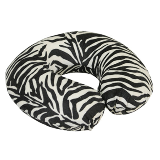 Memory Foam Neck Travel Cushion - Soft Velour Cover - Zebra Print Design Loops