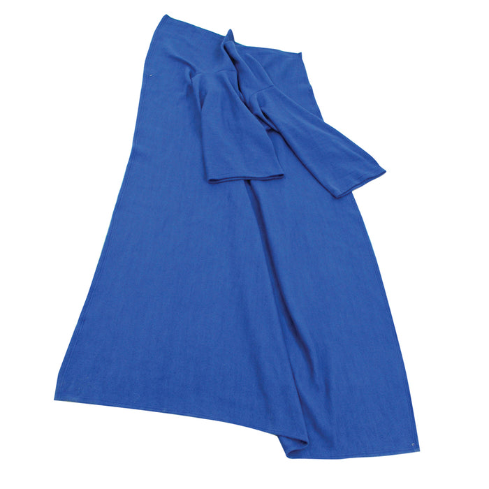 Blue Polyester Fleece Blanket with Oversized Sleeves - Machine Washable Loops