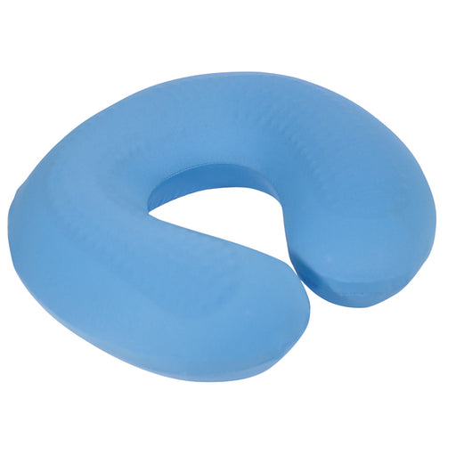 Memory Foam Neck Travel Cushion - Soft Velour Removeable Cover - Blue Fabric Loops