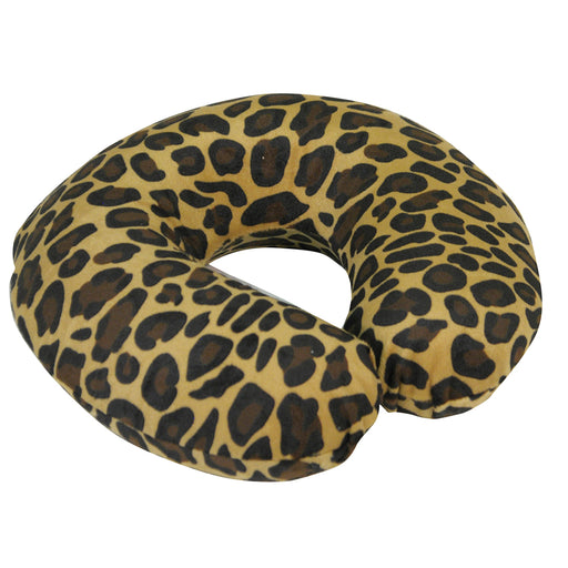 Spare Cover for Blue Memory Foam Neck Cushion - Tan Leopard Soft Velour Cover Loops
