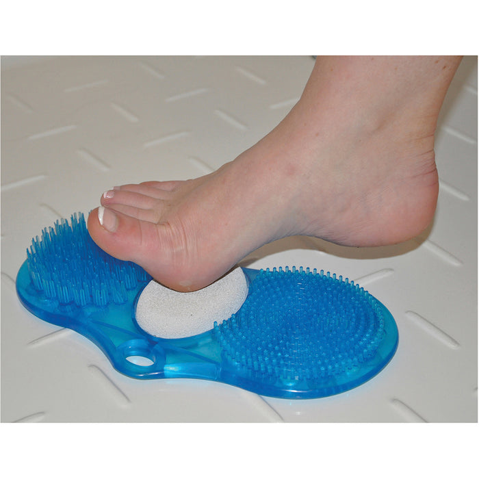 Bathroom Shower Foot Cleaner with Pumice - Anti Slip Base - Foot Toe Scrubber Loops