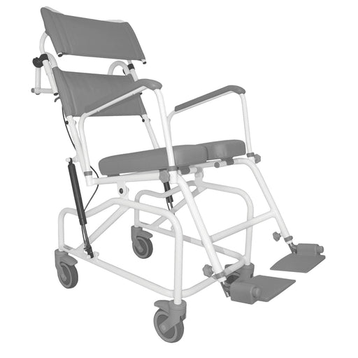 Tilt in Space Shower Commode Chair - Single Handed Control Lever Disability Aid Loops
