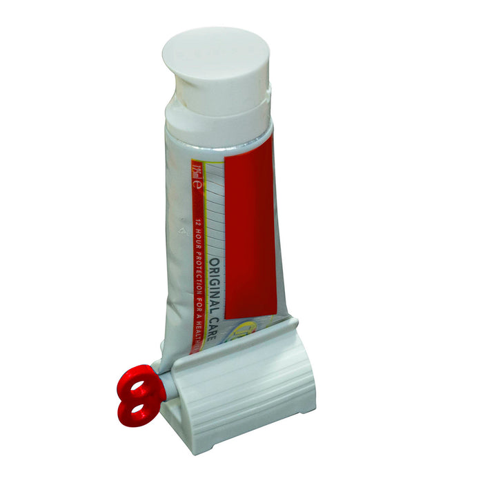 Rolling Toothpaste Tube Squeezer - Tube Holder Stand - Reduces Waste - Red Loops