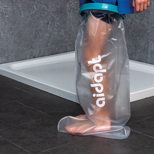 Kids Long Leg Cast Protector - Neoprene Seal Full Length Foot Leg Bandage Cover Loops
