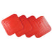 4 Pk Red Silicone Rubber Anti Slip Table Coasters - 90 x 90mm - Dishwasher Safe Loops