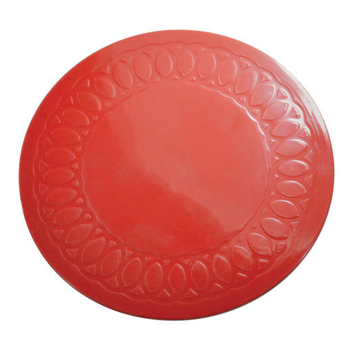 Red Silicone Rubber Anti Slip Circular Coasters - 14cm Dia - Dishwasher Safe Loops