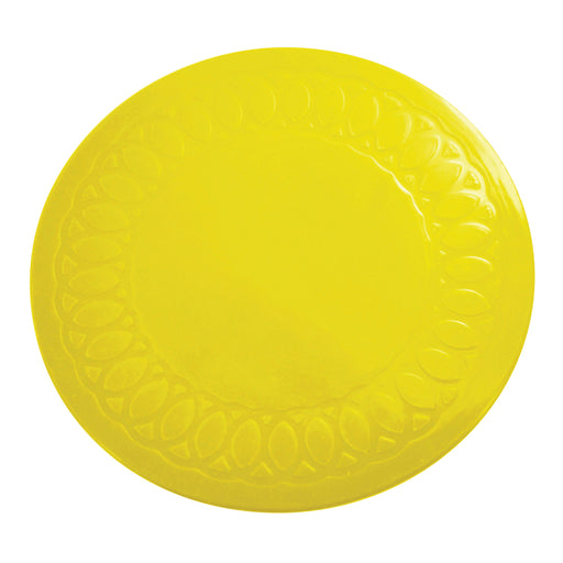 Yellow Silicone Rubber Anti Slip Circular Coasters - 14cm Dia - Dishwasher Safe Loops