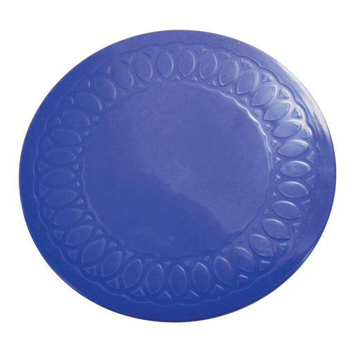 Large Blue Silicone Rubber Anti Slip Coasters - 19cm Diameter - Dishwasher Safe Loops