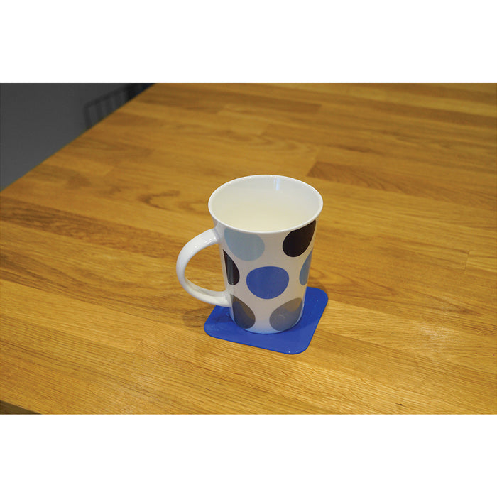 4 Pk Blue Anti Slip Silicone Table Coasters - 90 x 90mm - Dishwasher Safe Loops