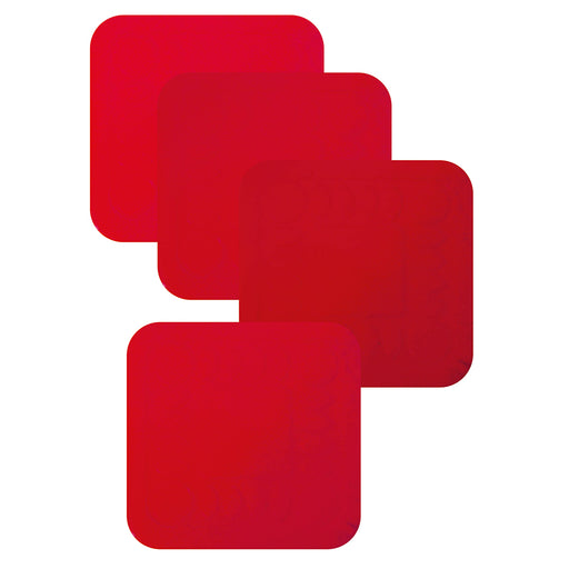 4 Pk Red Anti Slip Silicone Table Coasters - 90 x 90mm - Dishwasher Safe Loops