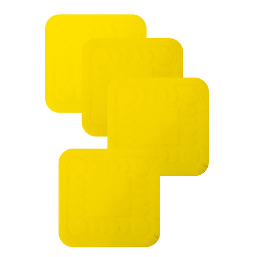 4 Pk Yellow Anti Slip Silicone Table Coasters - 90 x 90mm - Dishwasher Safe Loops