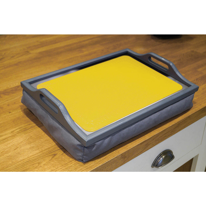 Yellow Silicone Anti Slip Table Mat - 350 x 250mm - Dishwasher Safe Dining Mat Loops