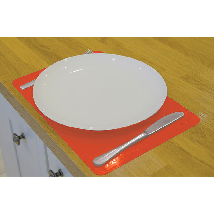Red Silicone Anti Slip Table Mat - 250 x 180mm - Dishwasher Safe Dining Mat Loops