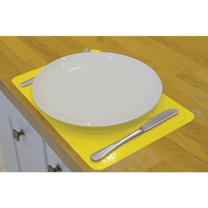Yellow Silicone Anti Slip Table Mat - 250 x 180mm - Dishwasher Safe Dining Mat Loops