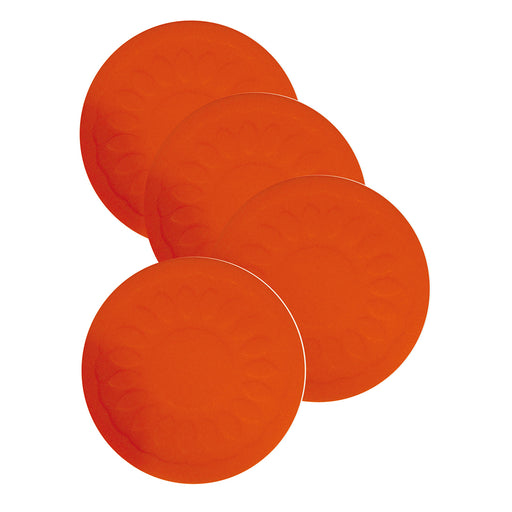 4 Pk Red Anti Slip Silicone Table Coasters - 90 x 90mm - Easy to Clean Loops