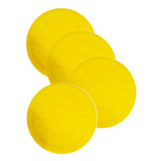4 Pk Yellow Anti Slip Silicone Table Coasters - 90 x 90mm - Easy to Clean Loops