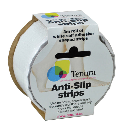 White Anti Slip Bath and Shower Strips - 3m Roll - Waterproof Bathroom Aid Loops