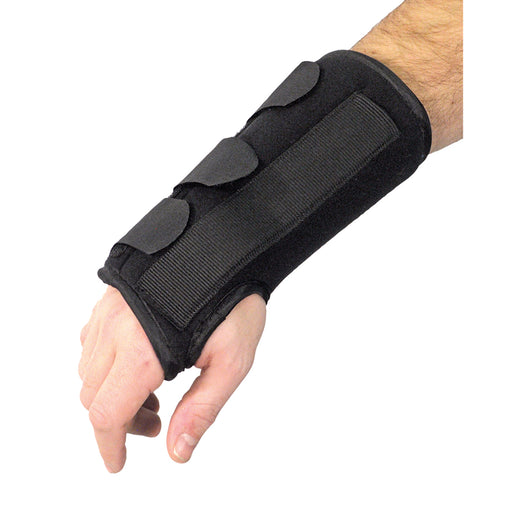 Medium Right Handed Black Neoprene Wrist Brace - Metal Splint Easily Adjustable Loops