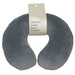 Memory Foam Neck Travel Cushion - Soft Velour Removeable Cover - Grey Fabric Loops