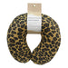 Memory Foam Neck Travel Cushion - Removeable Velour Cover - Tan Leopard Print Loops