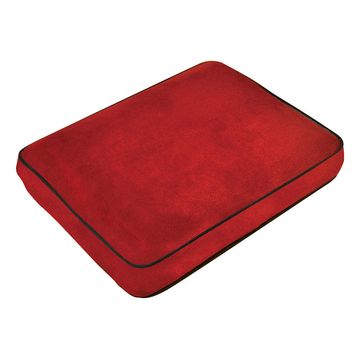 Memory Foam Neck Travel Cushion - Soft Velour Removeable Cover - Red Fabric Loops