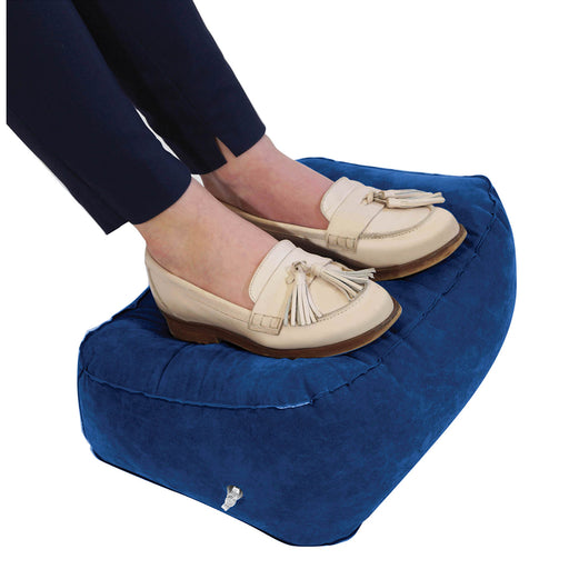 Blue Inflatable Foot Cushion - Reduces Stress on Legs - Easy to Inflate Loops