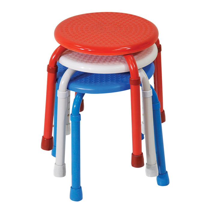 Blue Multi Purpose Stackable Stool Rust proof Aluminium Frame Height Adjustable Loops