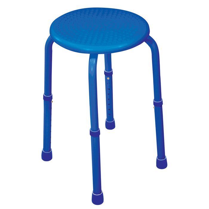 Blue Multi Purpose Stackable Stool Rust proof Aluminium Frame Height Adjustable Loops