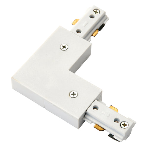 Commercial Track Light L Corner Connector - 107mm x 107mm - White ABS Rail System - LoopsDirect