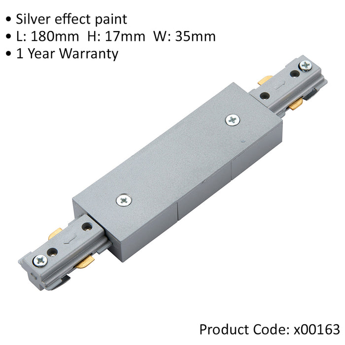 Commercial Track Light Central Connector - 180mm Length - Silver Rail System