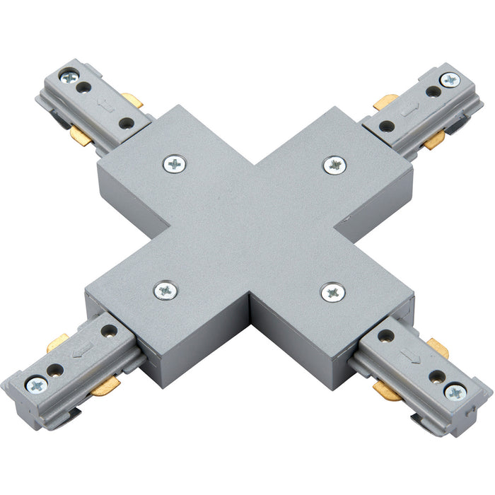 Commercial Track Lighting Cross X-Connector - 182mm x 182mm - Silver Rail System