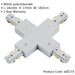 Commercial Track Lighting Cross X-Connector - 182 x 182mm - White Pc Rail System - LoopsDirect