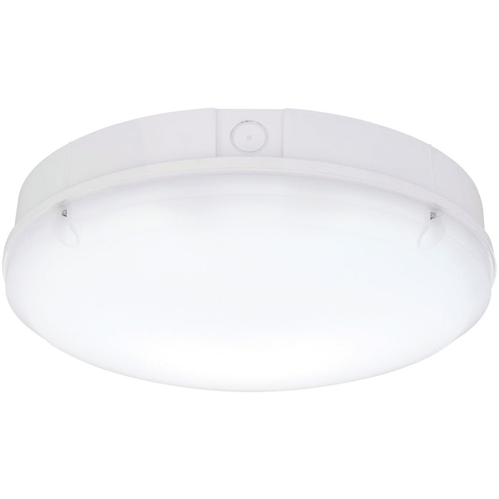 Gloss White IP65 Bulkhead Light - 18W CCT SMD LED Module - Microwave Sensor