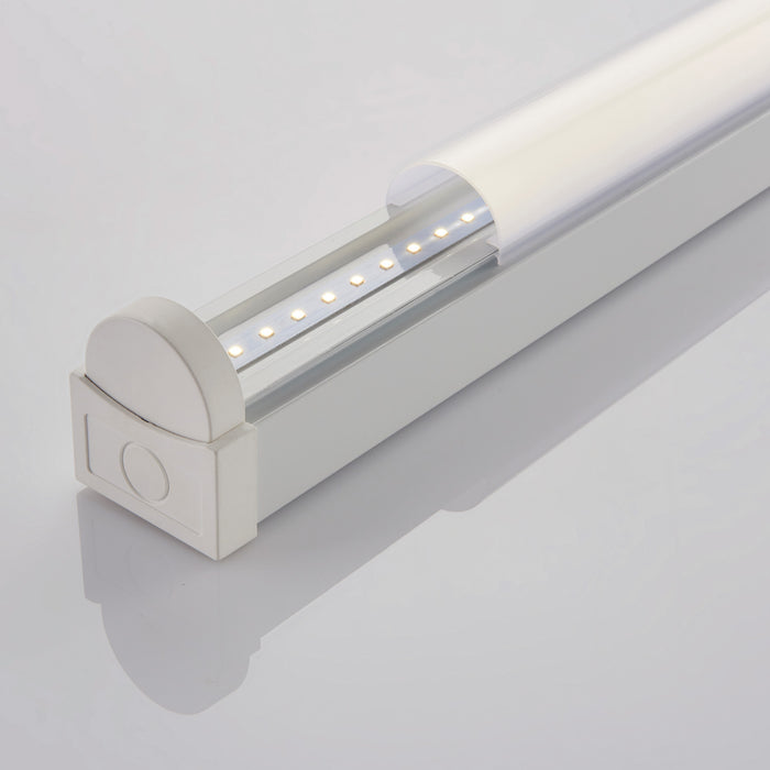 4ft High Lumen Batten Light Fitting - 42.5W Cool White LED - Gloss White & Opal