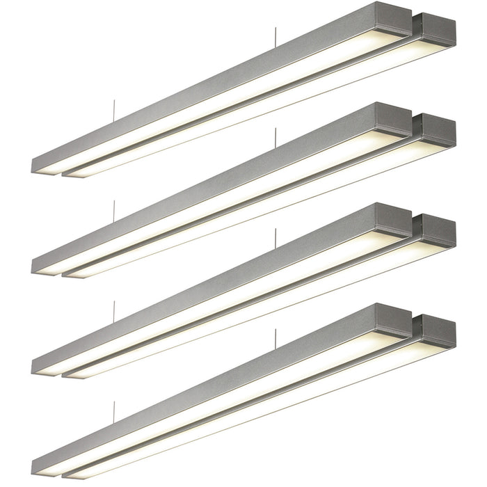 4 PACK Twin Commercial LED Suspension Light - 1494 x 156mm - 2 x 26W CCT LED