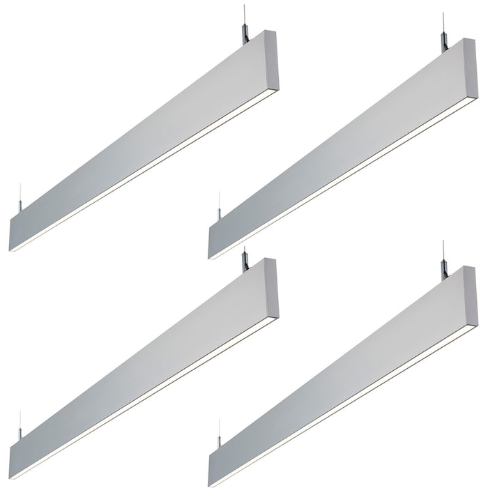 4 PACK Slim Commercial Suspension Light - 1500mm x 20mm - 40W Cool White LED