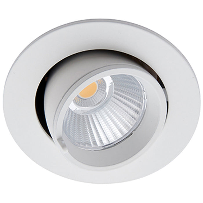 Fully Adjustable Recessed Ceiling Downlight - 9W Cool White LED - Matt White