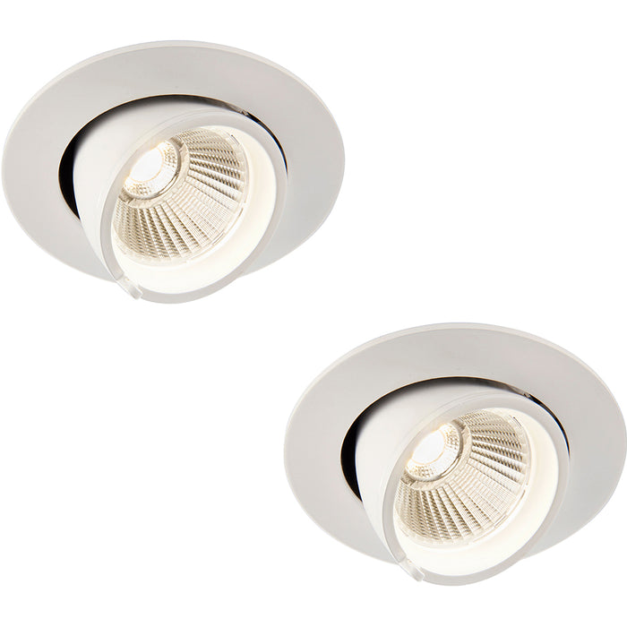 2 PACK Fully Adjustable Ceiling Downlight - 9W Cool White LED - Matt White