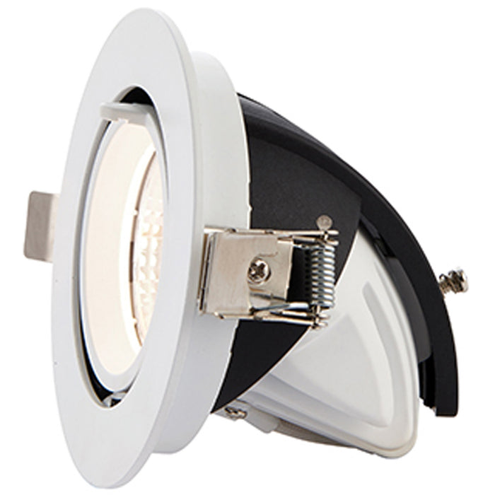 Fully Adjustable Recessed Ceiling Downlight - 15W Cool White LED - Matt White