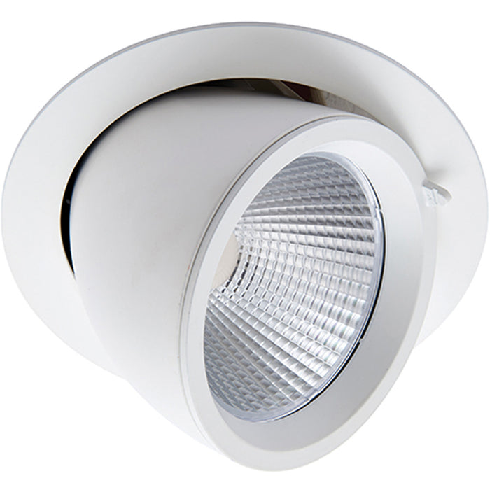 Fully Adjustable Recessed Ceiling Downlight - 30W Cool White LED - Matt White