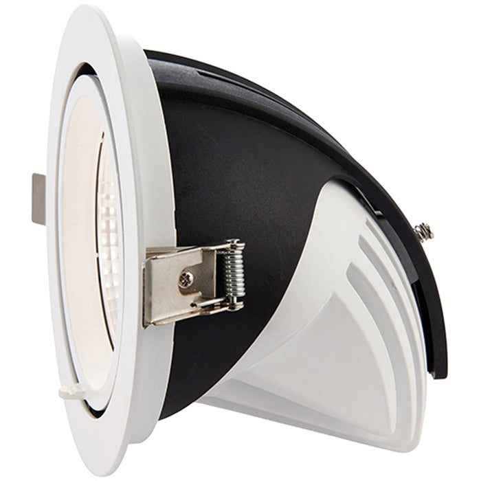 Fully Adjustable Recessed Ceiling Downlight - 30W Cool White LED - Matt White